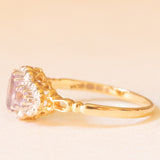 Anello vintage in stile vittoriano in oro giallo e bianco 9K con ametiste (0.60ctw ca.) e diamanti
