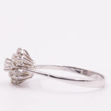Anel vintage de floco de neve em ouro branco 14K com diamantes em lapidação brilhante (aprox. 0.40 ctw), década de 70