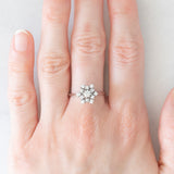 Anello a fiocco di neve in oro bianco 18K con diamanti (0.28ctw ca.), anni ‘70