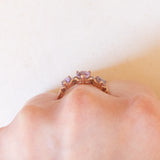 Anello vintage in oro rosa 9K con ametiste (0.90ctw ca.) e diamanti, anni ‘80/‘90