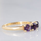 Trilogía vintage de oro amarillo de 14 quilates con amatistas (aprox. 0.90 cts), década de 90