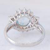 Anello a margherita vintage in platino con acquamarina (2ct) e diamanti (0.56ctw), anni ‘80