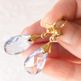 Vintage-Ohrringe aus 18 Karat Gelbgold mit blauem Topas, 60er Jahre