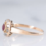 Bague ancienne en or jaune 18 carats en forme de marguerite, ornée de pâte de verre rose et de diamants taille rose, début des années 900