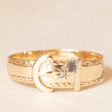 Vintage-Gürtelschnallenring aus 9-karätigem Gelbgold mit Diamant, 1993