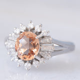 Anello ballerina in platino con topazio imperiale (1.85ct) e diamanti (0.72ctw), anni ‘80/‘90