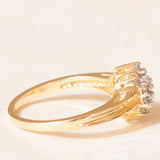 Vintage-Diamant-Blumenring aus 14-karätigem Gelbgold im Brillantschliff (ca. 0.25 ctw), 70er Jahre