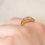 Anello in oro giallo 9K con morganite (0.36ct), tanzaniti (0.34ctw) e zaffiri viola sintetici (0.28ctw)