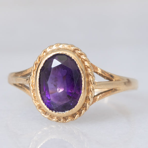 Anello da cocktail vintage in oro giallo 9K con ametista (1ct ca.), anno 1991
