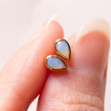 Vintage-Tropfenohrringe aus 9-karätigem Gelbgold mit Opalen (ca. 0.15 Karat), 60er/70er Jahre