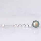 Orecchini pendenti vintage in oro bianco 14K con perle nere e diamanti (0.76ctw), anni ‘90