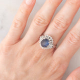 Anello ballerina vintage in platino con zaffiro stellato (4.59ct) e diamanti (0.85ctw), anni '90