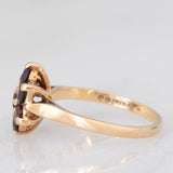Anello a fiore vintage in oro giallo 9K con granati (0.70ctw ca.), anno 1966