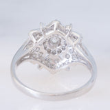 Anello a fiore vintage in platino con diamanti (0.55ctw), anni ‘80