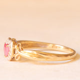 Herzförmiger Vintage-Ring aus 9-karätigem Gelb- und Weißgold mit synthetischem Rubin (ca. 0.20 ct) und Diamanten (ca. 0.06 ctw)