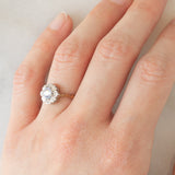 Anello a margherita vintage in oro giallo e bianco 9K con zaffiro e diamanti, anno 1992
