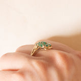 Anello vintage in oro giallo 14K con smeraldi (1.20ctw ca.), anni ‘70