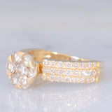 Anello a fiore in oro giallo 18K con diamanti di taglio brillante (1ctw), anni ‘70/‘80