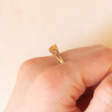 Anello vintage in oro giallo 9K con quarzo citrino (0.40ct ca.) e diamanti, anni ‘80