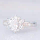 Anello a fiore vintage in platino con diamanti (1.26ctw), anni ‘80