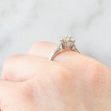 Anello a margherita vintage in oro bianco 14K con diamanti di taglio brillante (0.45ctw ca.)