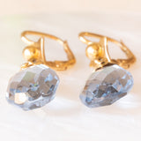 Vintage-Ohrringe aus 18 Karat Gelbgold mit blauem Topas, 60er Jahre