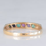 Anello “DEAREST” vintage in oro giallo 9K con diamante, smeraldo, ametista, rubino, smeraldo, zaffiro e tormalina, anno 1990