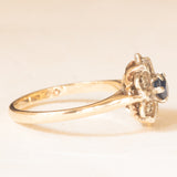 Винтажное кольцо из желтого и белого золота 9 карат с ромашкой, сапфиром (около 0.25 карата) и бриллиантами (около 0.06 карата), 60-е годы
