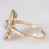 Anello antico in oro giallo 18K e argento con diamanti di taglio rosetta, primi del ‘900