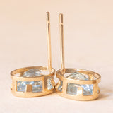 Vintage-Ohrringe aus 9-karätigem Gelbgold mit behandeltem Blautopas (ca. 2 Karat), 60er/70er Jahre