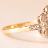 Antiker 18-Karat-Gelb- und Weißgold-Diamant-Blumenring im alten europäischen Schliff (ca. 0.88 ctw), 20er Jahre