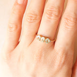 Trilogy vintage in oro giallo 10K con tormaline azzurre (1ctw ca.) e diamanti (0.03ctw ca.)