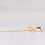 Collana vintage in oro giallo 10K con punto luce con ametista e diamante