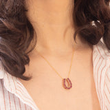 Vintage-Halskette aus 9-karätigem Gelbgold mit Hufeisen-Anhänger aus 9-karätigem Gelbgold und synthetischen Rubinen (ca. 1 Karat), 90er Jahre