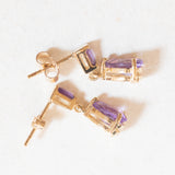 Vintage-Tropfenohrringe aus 9-karätigem Gelbgold mit Amethyst (ca. 1 ctw), 80er Jahre