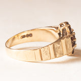 Vintage 9K Gelbgold Gänseblümchen-Bandring mit Granaten, 70er Jahre