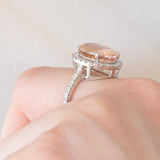 Anello a margherita vintage in platino con morganite (5.20ct) e diamanti (0.85ctw), anni ‘2000
