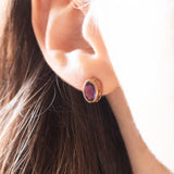 Vintage-Ohrringe aus 9-karätigem Gelbgold mit Lichtpunkten und Amethysten (ca. 1.40 ctw)