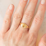 Chevalière vintage en or jaune 14 carats avec citrine et quartz, années 60