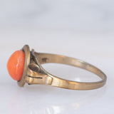 Vintage 8K Yellow Gold Orange Coral Ring, 60s