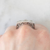 Trilogy Art Déco in oro bianco 18K con diamanti di taglio vecchio (1.60ctw ca.), anni ‘30/‘40