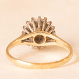 Vintage-Blumenring aus 9-karätigem Gelb- und Weißgold mit Diamanten (ca. 0.25 ctw), 1986