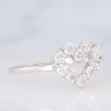 Anello a cuore vintage in platino con diamanti (0.50ctw), anni ‘90