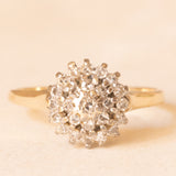 Vintage-Blumenring aus 9-karätigem Gelb- und Weißgold mit Diamanten (ca. 0.25 ctw), 1986