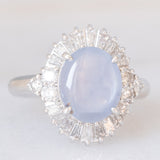 Anello ballerina vintage in platino con zaffiro stellato (6.40ct) e diamanti (0.94ctw), anni ‘80