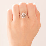 Vintage-Schneeflockenring aus 14-karätigem Weißgold mit Diamanten im Brillantschliff (ca. 0.50 ctw), 60er/70er Jahre