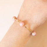 Bracciale vintage in oro giallo 8K con rodocrosite, anni ‘60