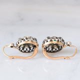 Orecchini antichi in oro giallo 18K e argento con smeraldi (0.30ctw ca.) e diamanti di taglio vecchia miniera (3ctw ca.), primi del ‘900