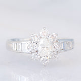 Anello a fiore vintage in platino con diamanti (1.33ctw), anni ‘90