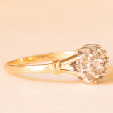Anello vintage in oro giallo e bianco 9K con diamanti (0.10ctw ca.), anno 1998